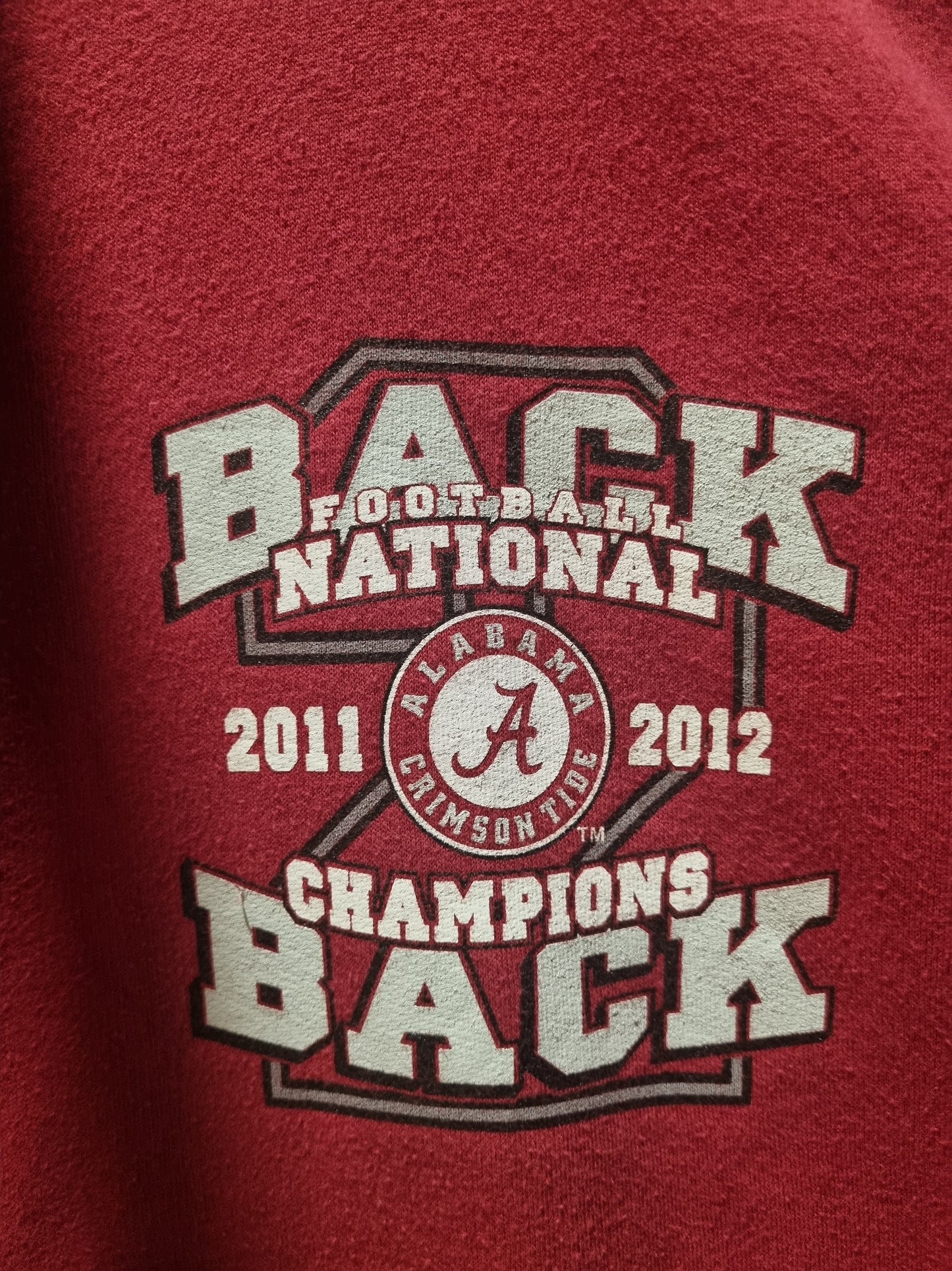 Alabama Crimson Tide 2011-2012 Back to Back Champions Made in USA Large