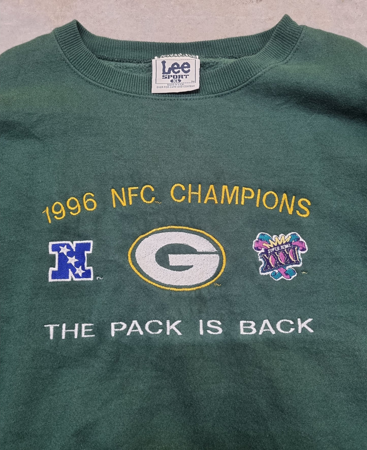 Green Bay Packers Super Bowl 1996 NFC Champions Lee Sport Made in USA XL
