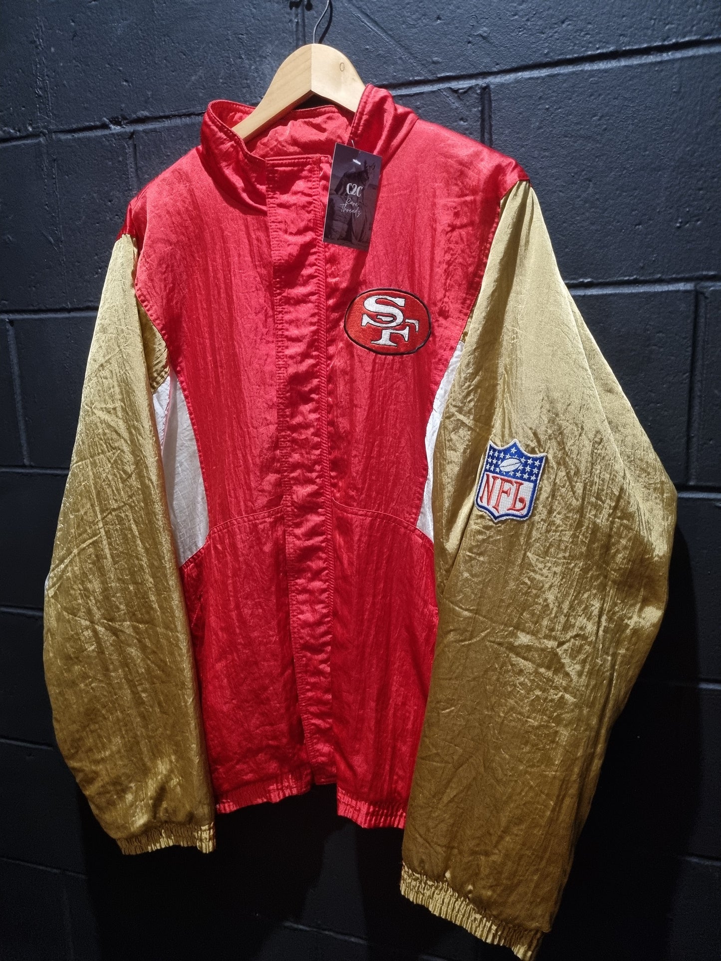 San Francisco 49ers Apex One Gold and Red Satin Puffer Jacket XL