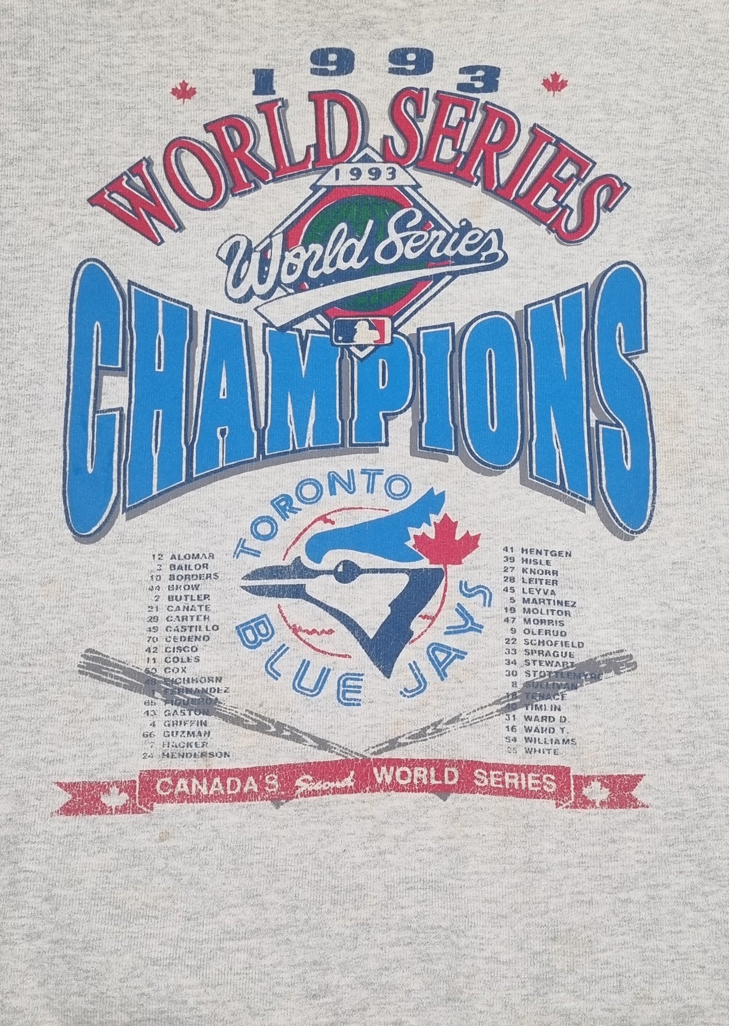 True Vintage 1993 World Series Champions Toronto Blue Jays Fruit of the Loom XL