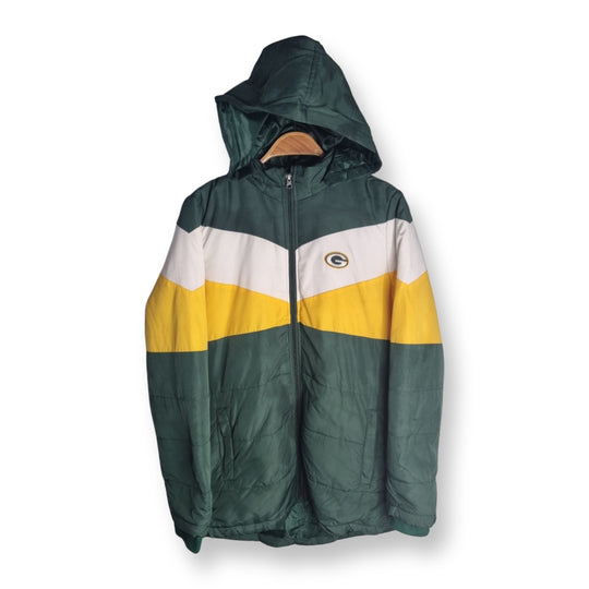 Women Long Puffer Green Bay Packers Jacket Small