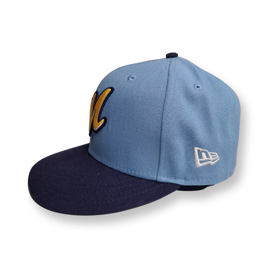 New Era 59Fifty Montgomery Biscuits Fitted Powder Blue w/ Navy Brim TB 7 1/8