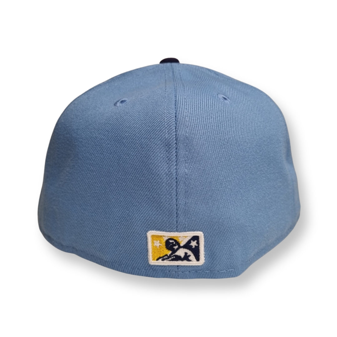 New Era 59Fifty Montgomery Biscuits Fitted Powder Blue w/ Navy Brim TB 7 1/8