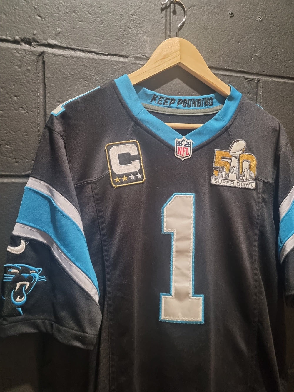 Carolina Panthers Newton Super Bowl 50 Nike Medium