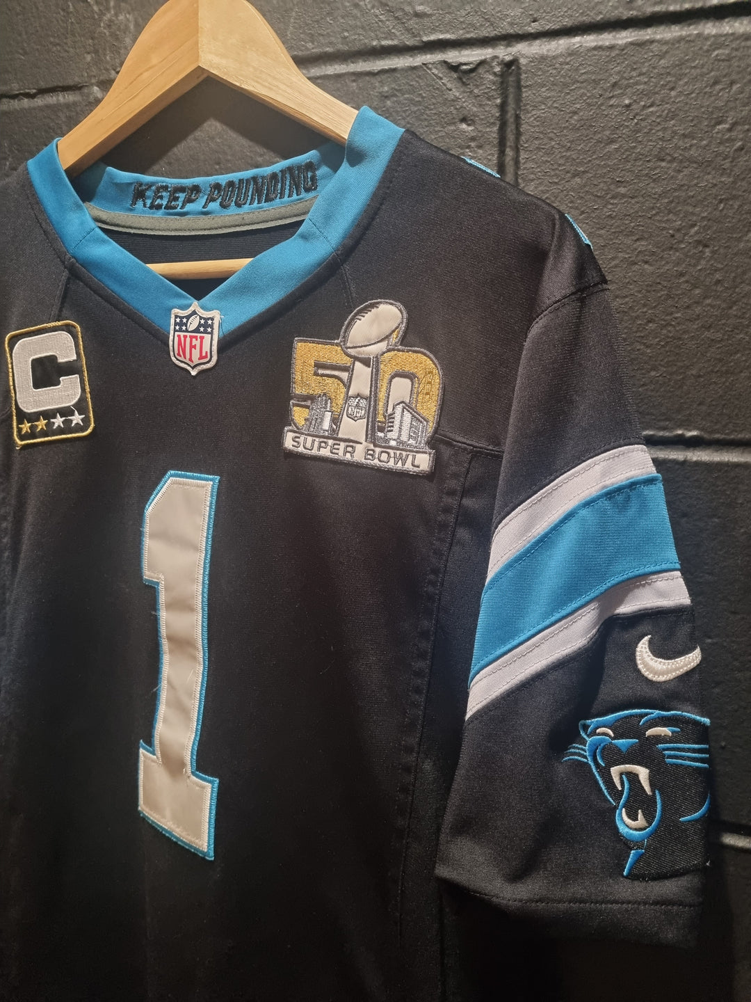 Carolina Panthers Newton Super Bowl 50 Nike Medium