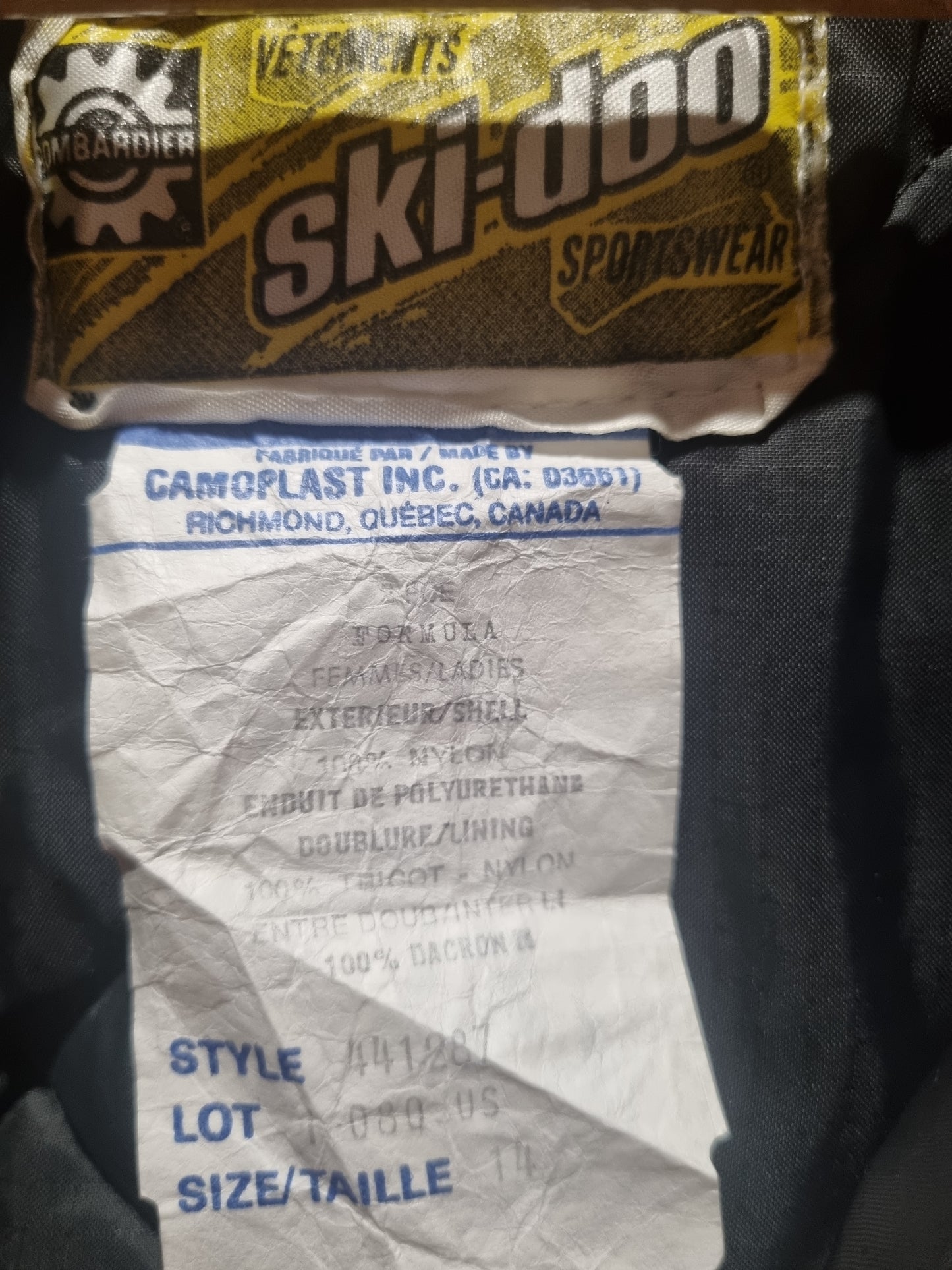Vintage Ski Doo Formula Bombardier Snowmobile Racing Jacket Small