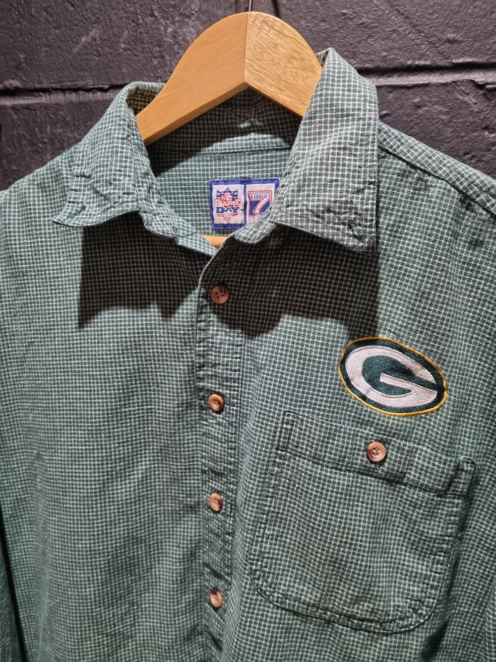 Green Bay Packers Checkered Flannel Logo7 XL