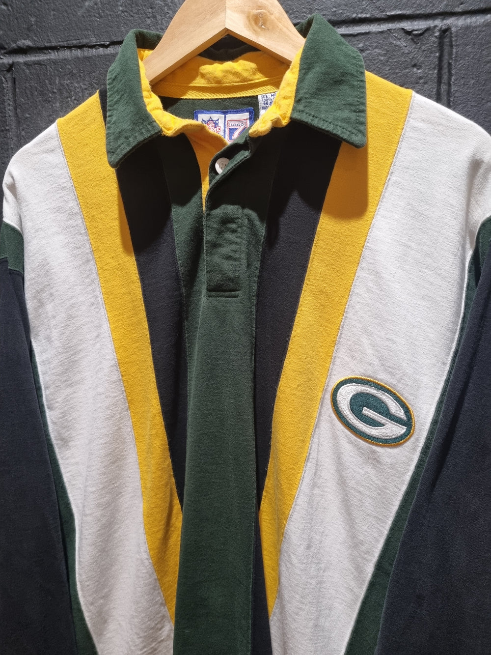 Green Bay Packers Denim Striped Flannel Logo7 Large