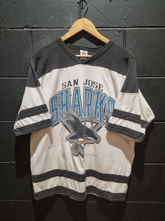 San Jose Sharks Logo7 1991 Jersey Tee Large