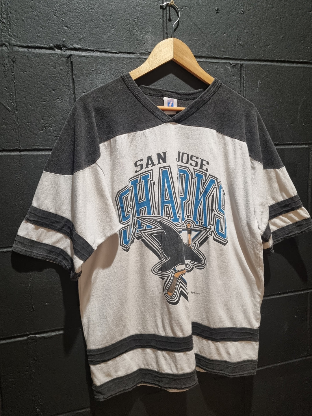 San Jose Sharks Logo7 1991 Jersey Tee Large