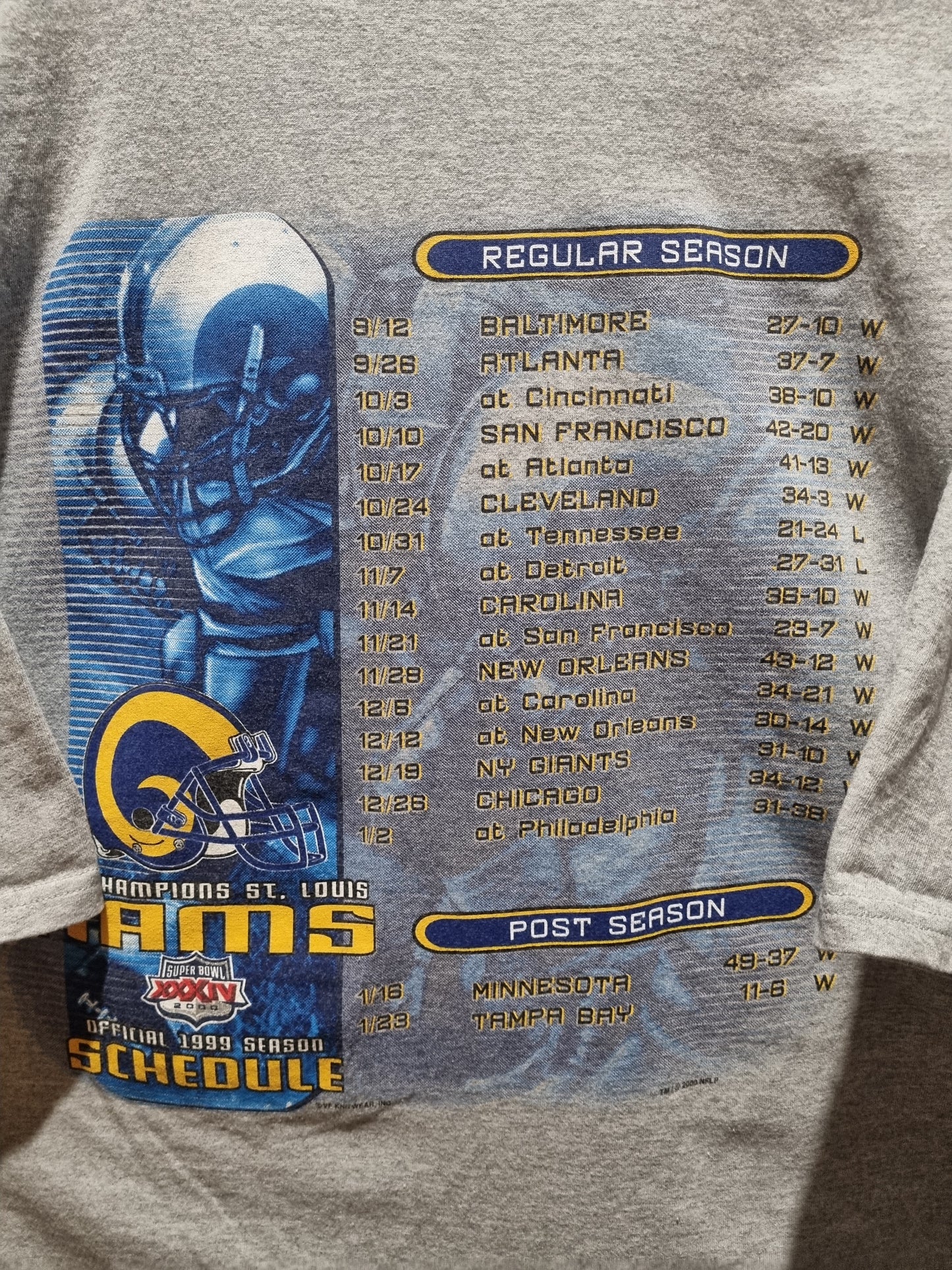 St Louis Rams NFC 1999 - 2000 Superbowl XXXIV Champions Lee Sport 2XL