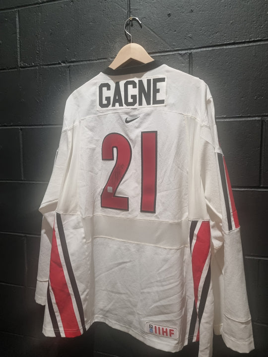 Signed Olympian Simon Gagne Canada Nike Jersey XXL