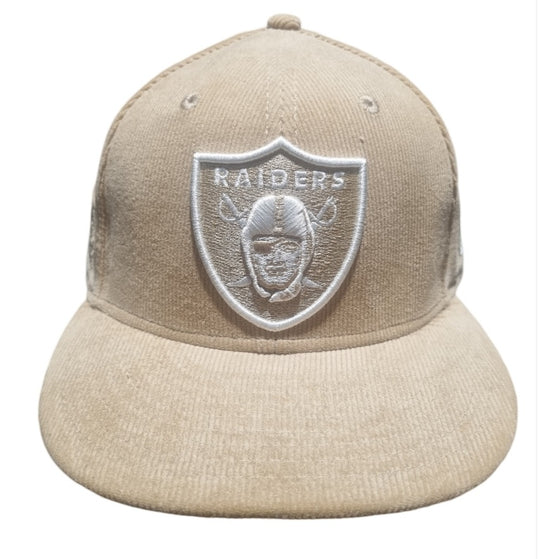 Raiders Super Bowl New Era 59Fifty Corduroy Creme Cap 7 3/8