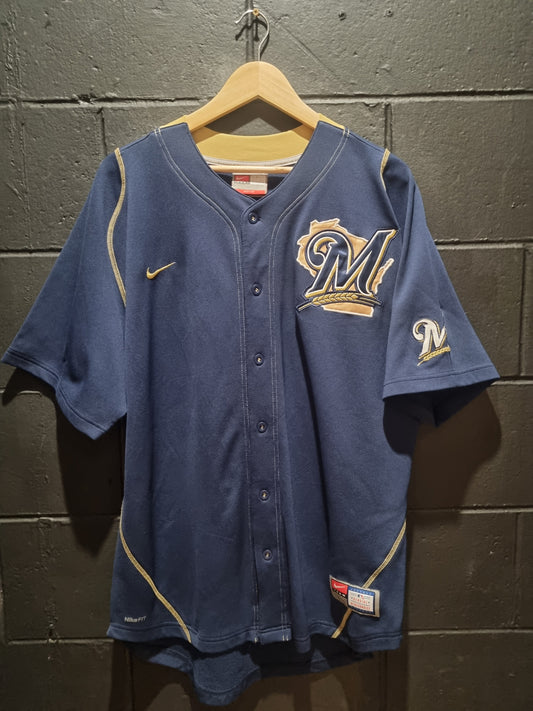 Milwaukee Brewers Braun Nike Drifit Replica Large