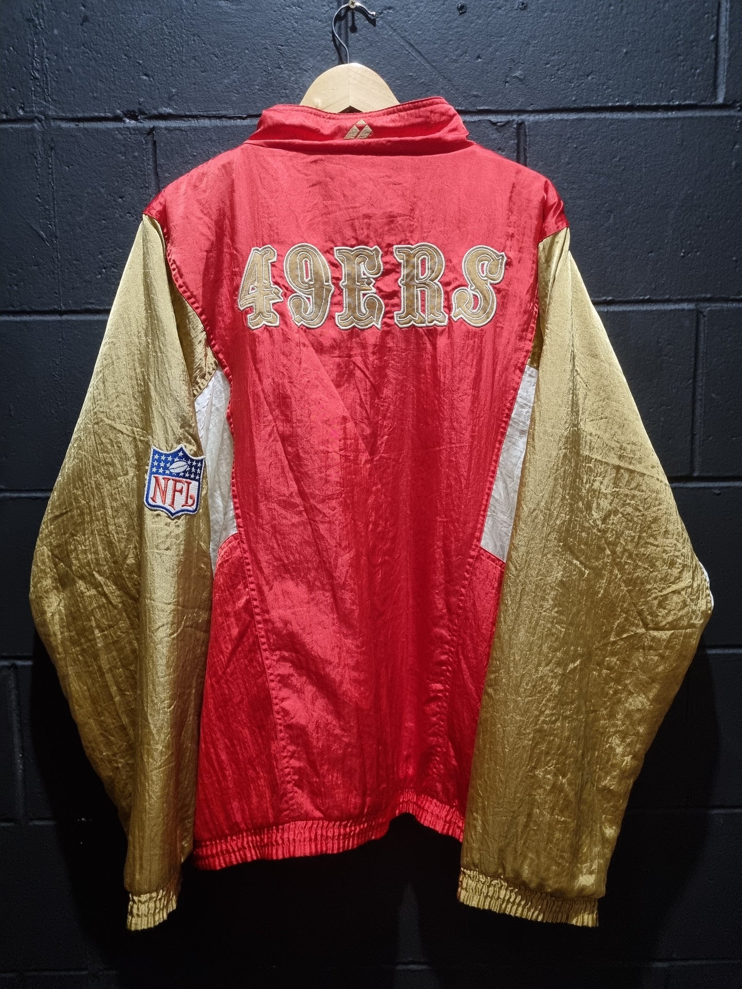 San Francisco 49ers Apex One Gold and Red Satin Puffer Jacket XL