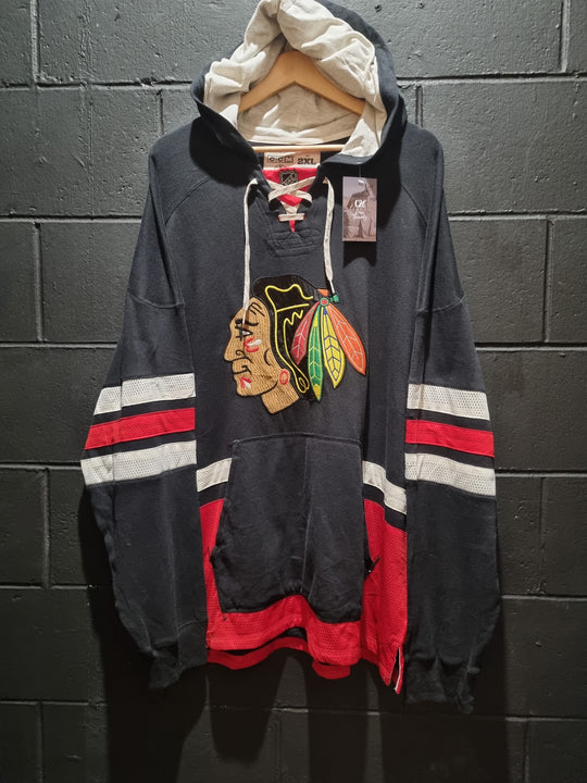 Chicago Blackhawks Designer Hockey Jersey Style Hoodie 2XL