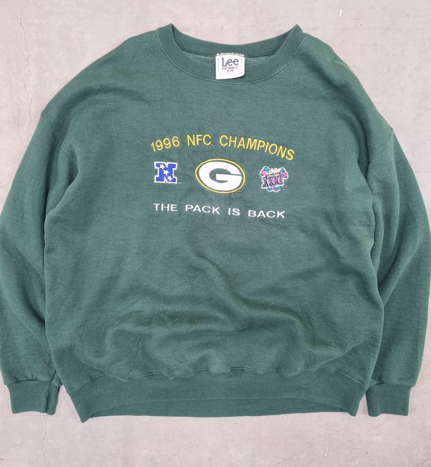 Green Bay Packers Super Bowl 1996 NFC Champions Lee Sport Made in USA XL