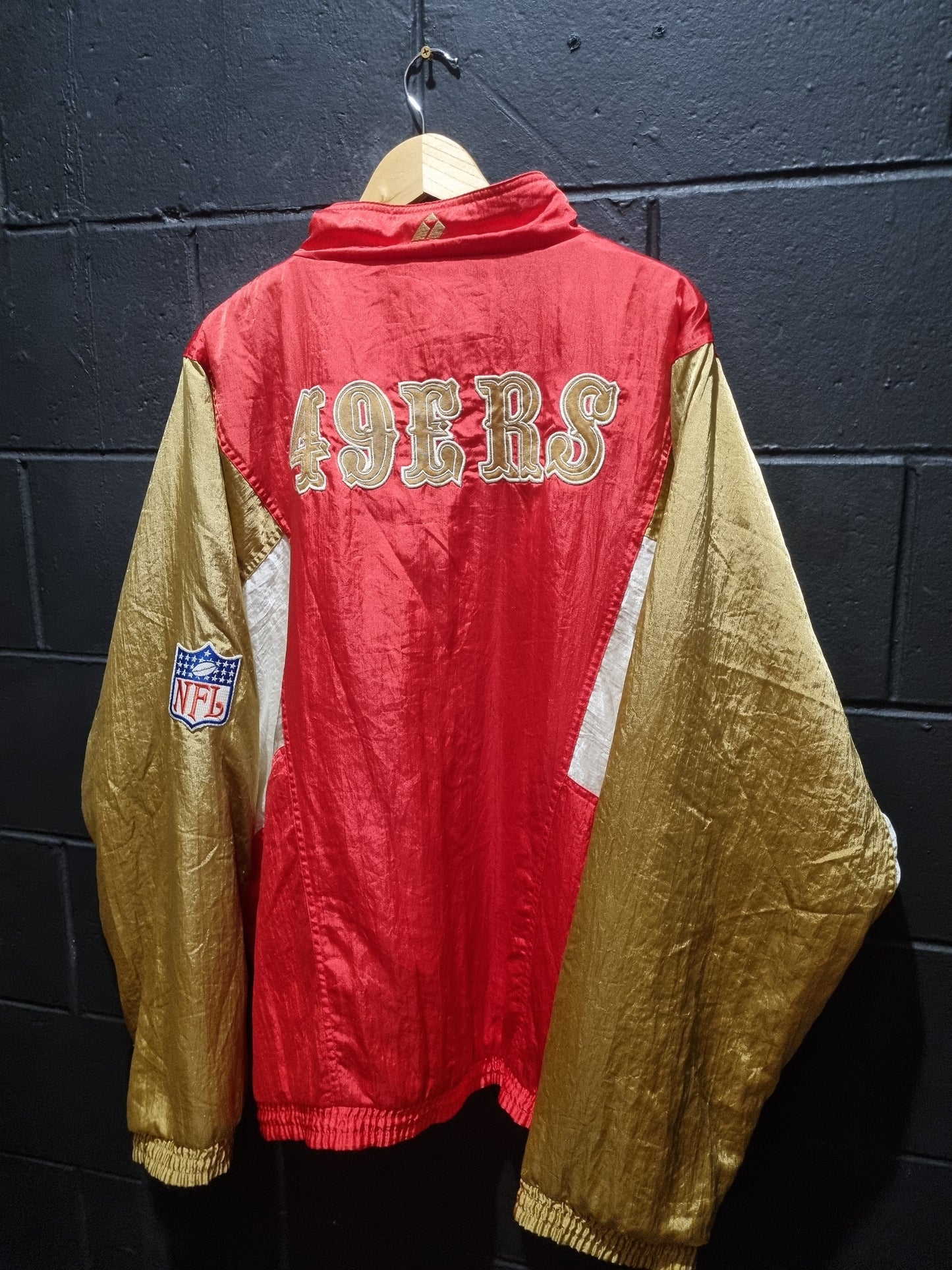 San Francisco 49ers Apex One Gold and Red Satin Puffer Jacket XL