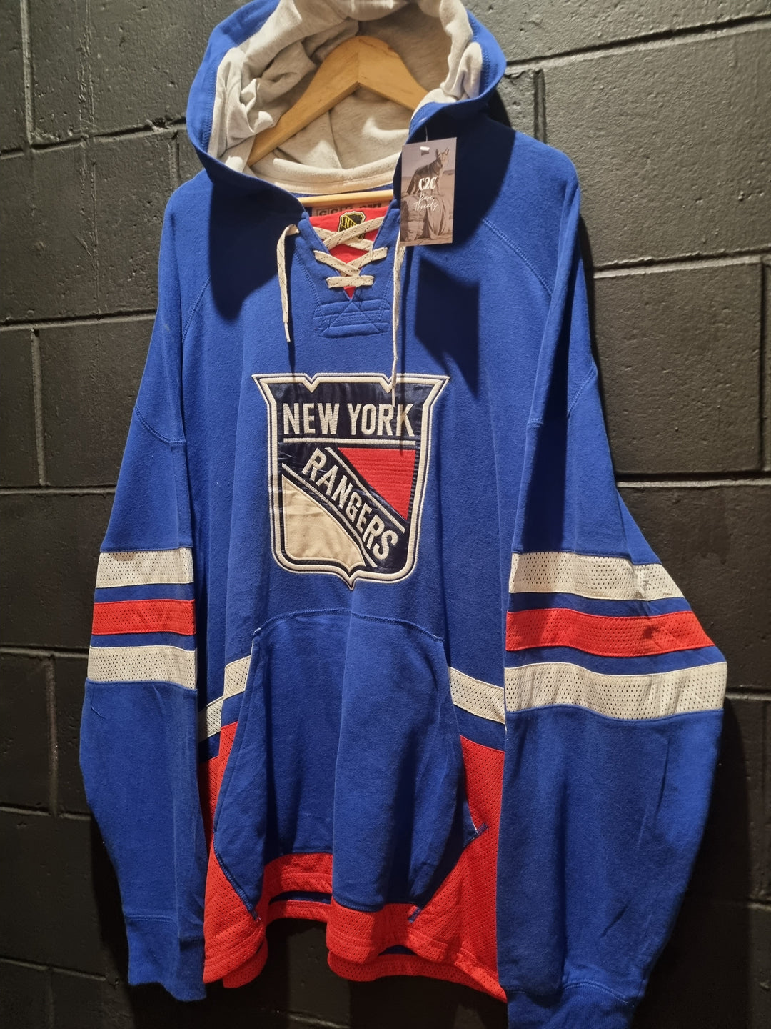 New York Rangers Designer Hockey Jersey Style Hoodie 2XL