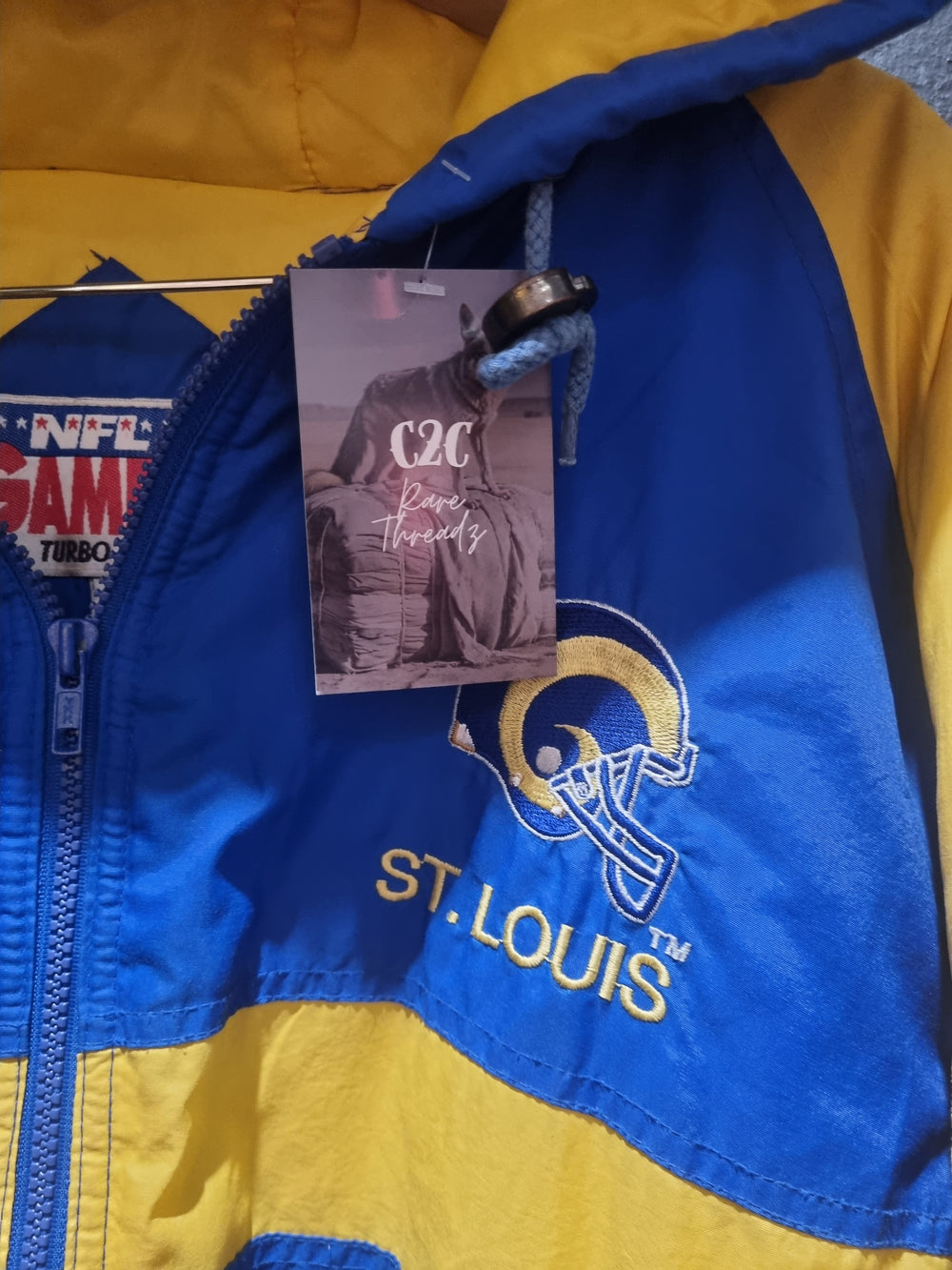 True Vintage St Louis Rams NFL Game Day Turbo Sportswear Puffer Jacket XL