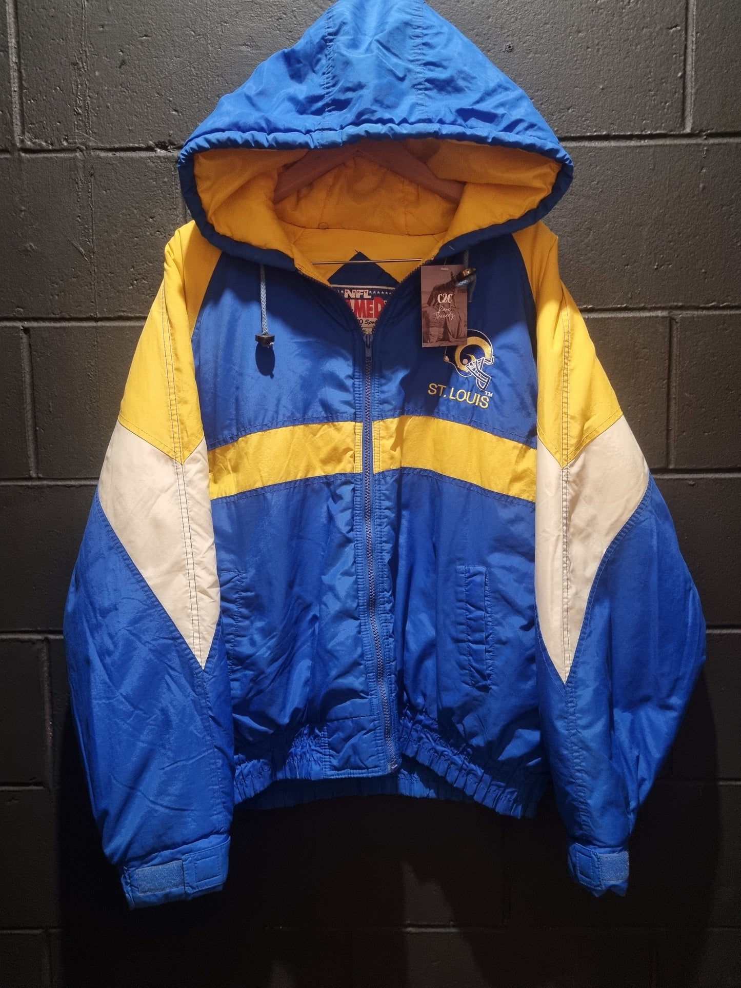 True Vintage St Louis Rams NFL Game Day Turbo Sportswear Puffer Jacket XL