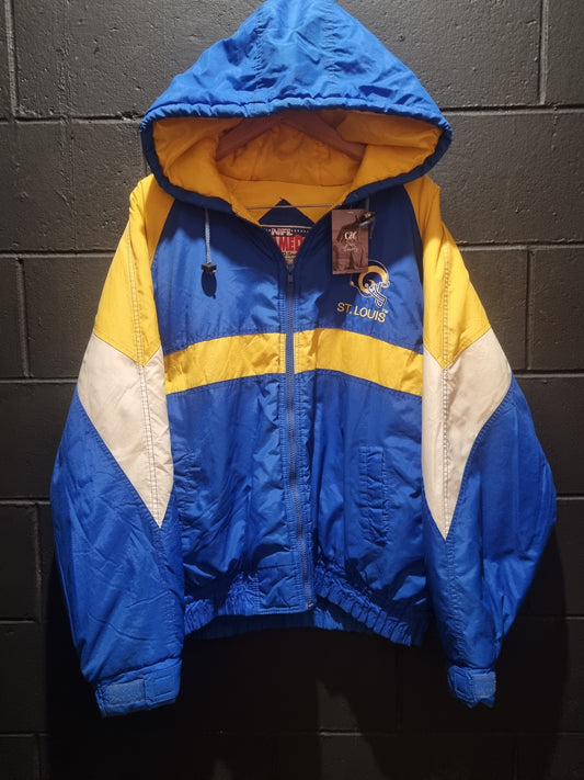True Vintage St Louis Rams NFL Game Day Turbo Sportswear Puffer Jacket XL