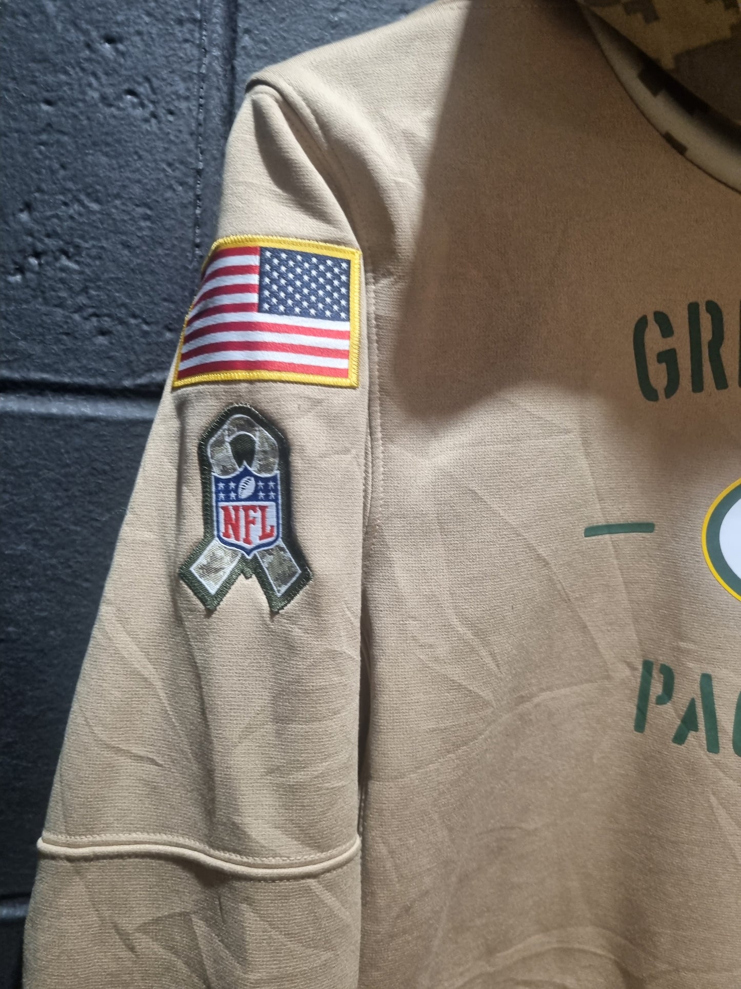 Green Bay Packers Salute to Service Camo Nike Dri Fit Hoodie Medium