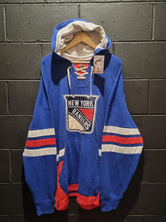 New York Rangers Designer Hockey Jersey Style Hoodie 2XL