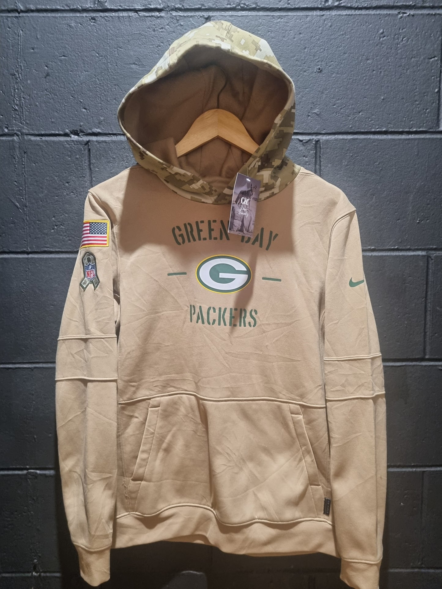 Green Bay Packers Salute to Service Camo Nike Dri Fit Hoodie Medium